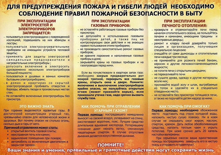 Правила пожарной безопасности в быту